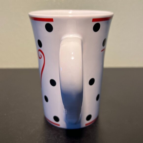 HOME ESSENTIALS Letter "W” Monogram Initial Black Polka Dot Ceramic Mug - Picture 3 of 6